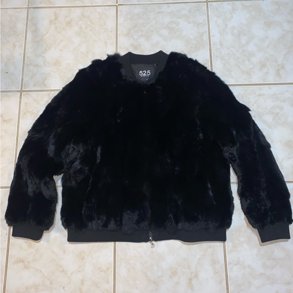 525 America Genuine Rabbit Fur Bomber Jacket